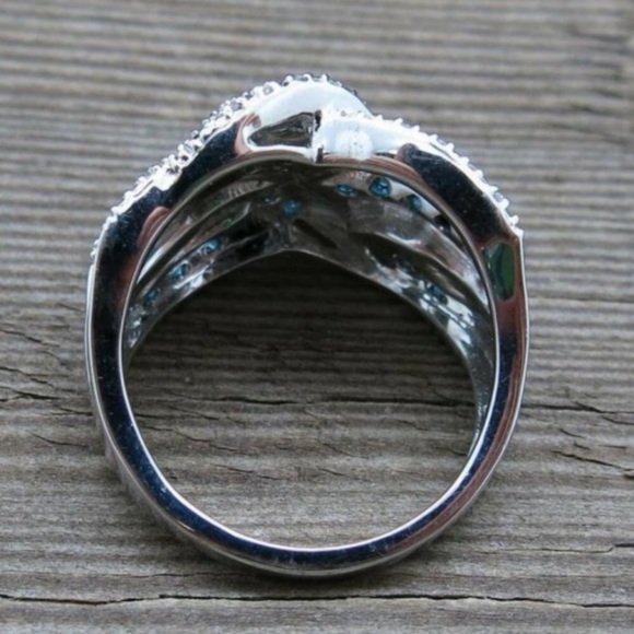New Diamond  Sterling Silver Sapphire Ring - Picture 2 of 4